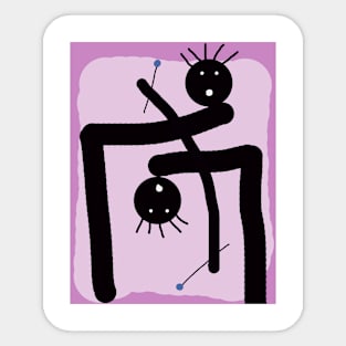 Kids Bending with Flowers Stick Figure Sticker